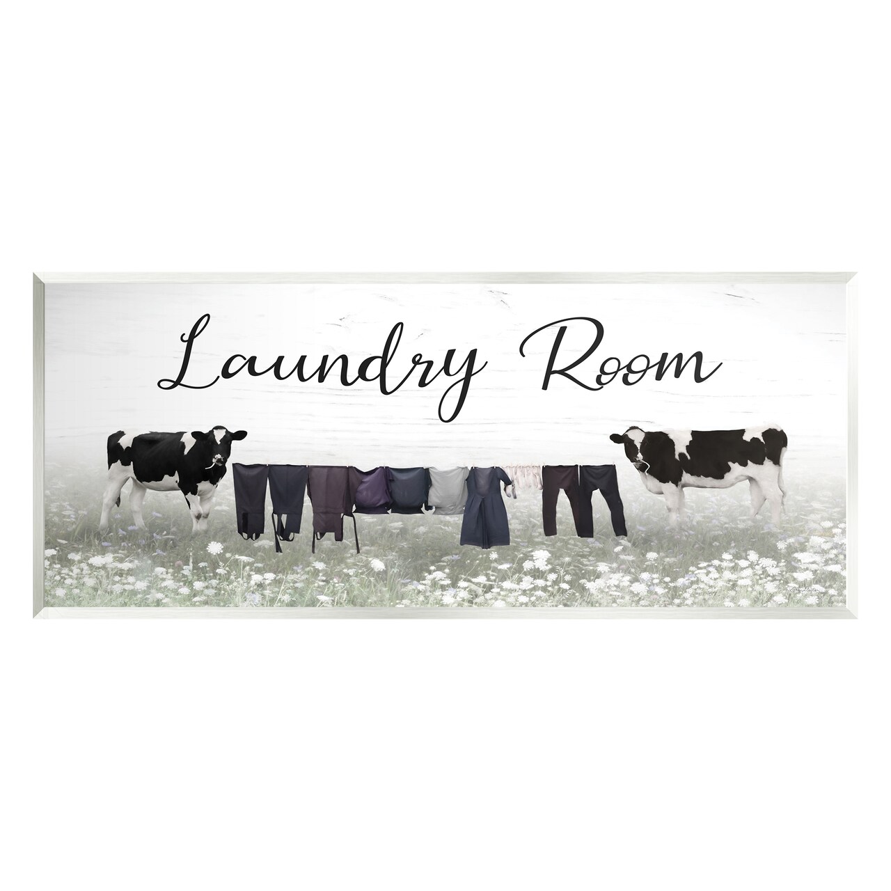 Stupell Industries Laundry Room Clothes Drying Cows Wall Plaque Art